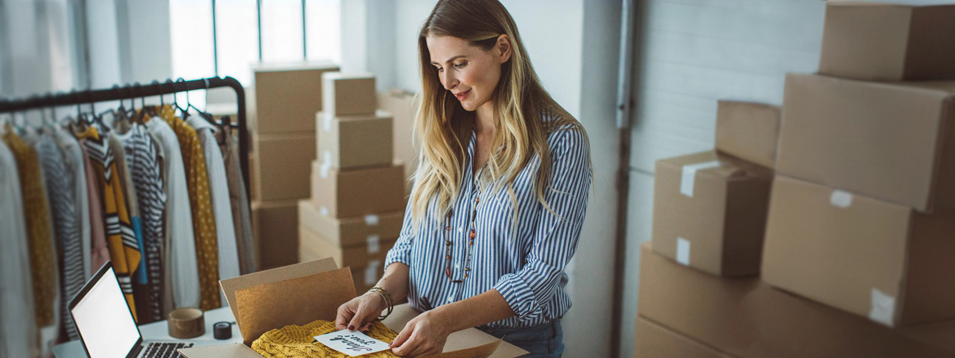 business owner packing product