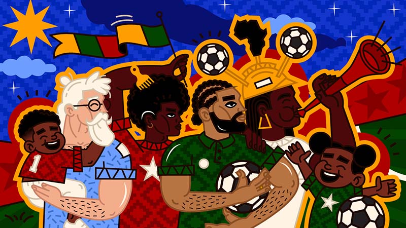 Artwork by Karabo Poppy from South Africa, created for Visa’s Reimagine FIFA World Cup 2026 collaboration.